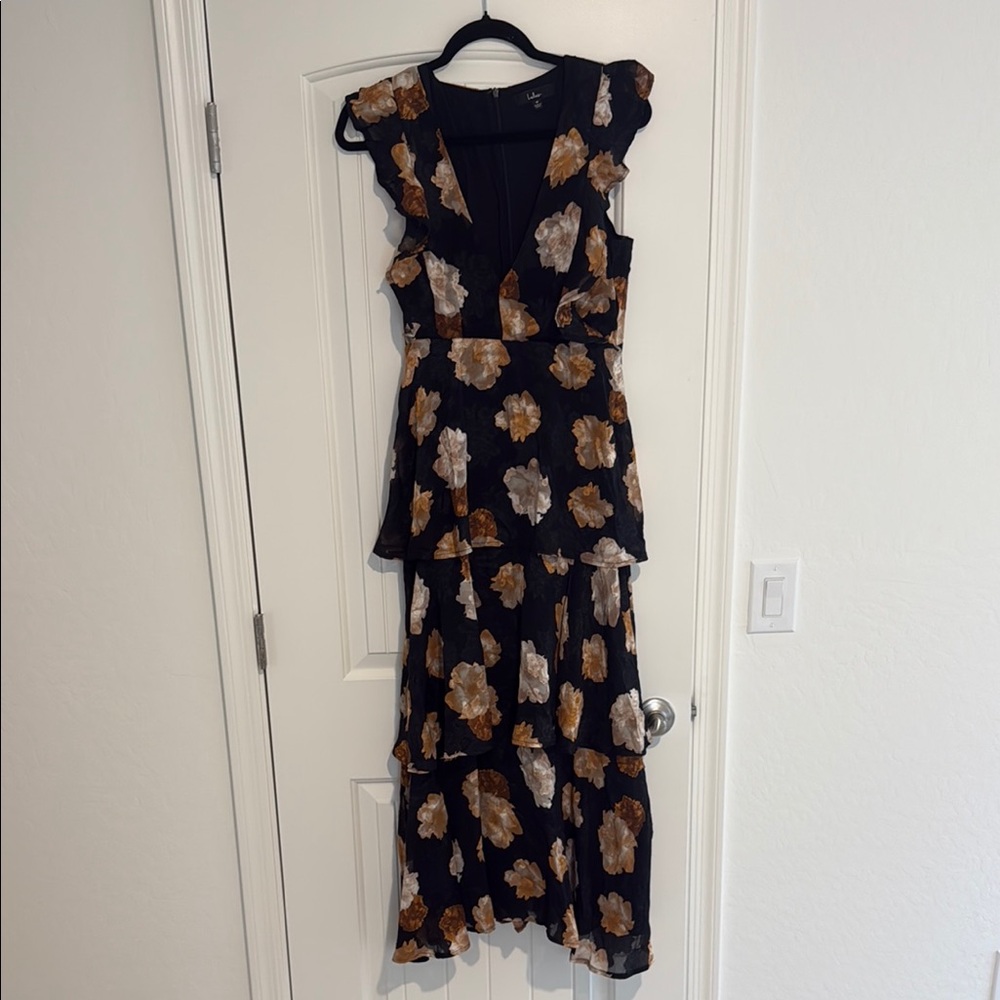 LULUS Floral Black and Brown Women's Dress